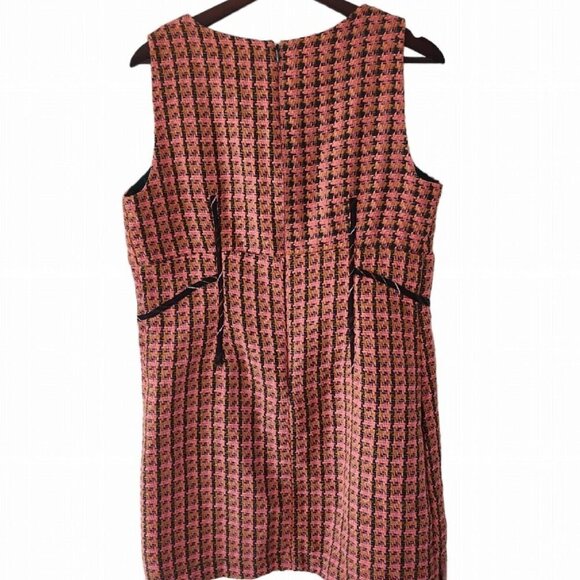 Maeve Tweed Dress Pink Gold Metallic Thread Jumper Dress Size 12 Petite NEW - Picture 6 of 7